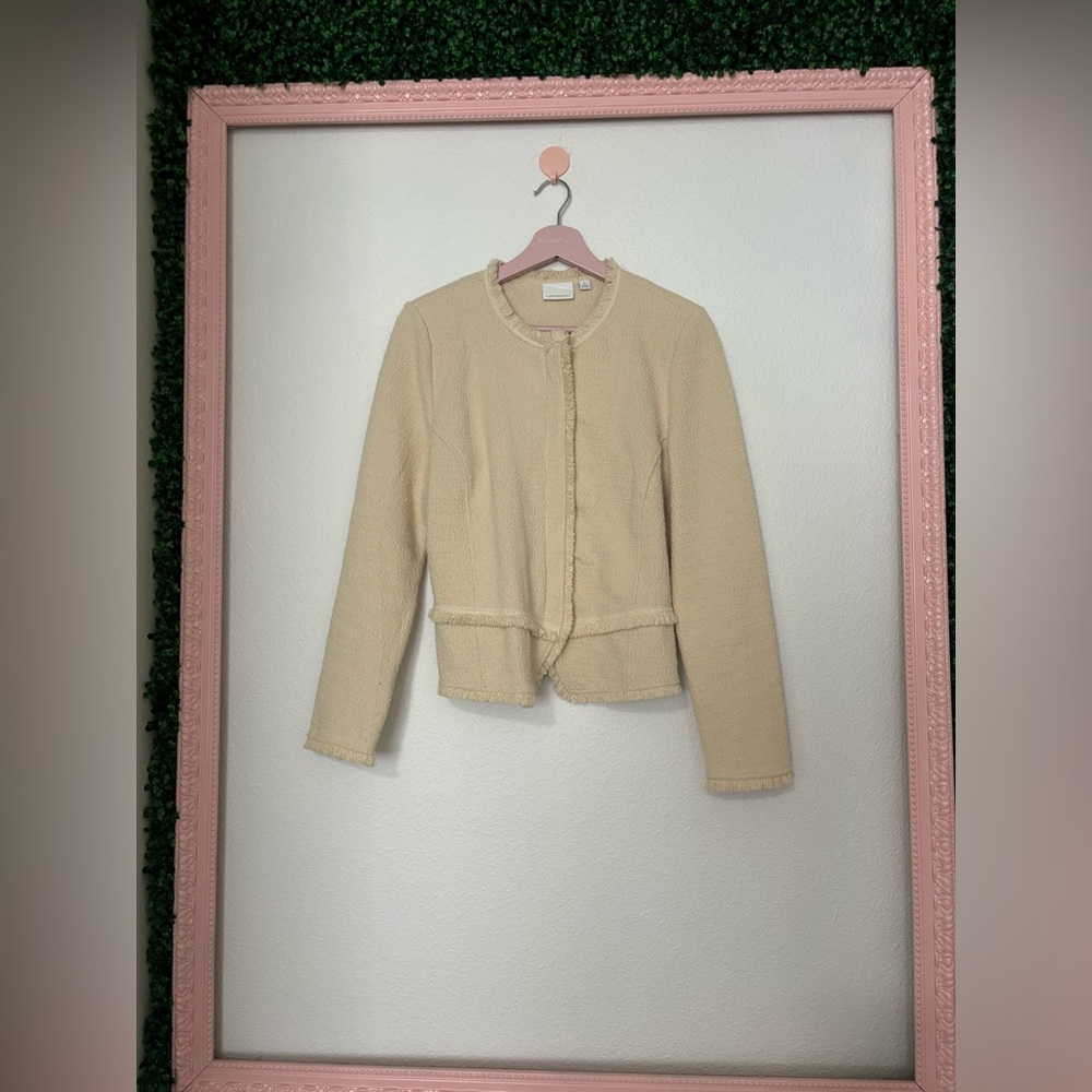 Anthropologie zip up tweed blazer - size M